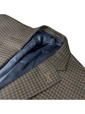 NEW Jos A Bank Reserve Men's Silk/Wool 2-Button Blazer Brown/Blue Check • 48R